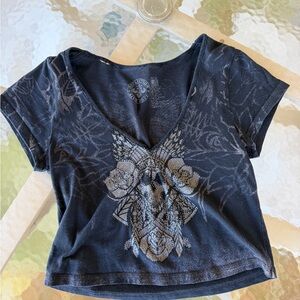 Affliction crop top rhinestones